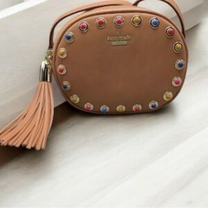 Kate Spade Devoe Tan Crossbody Bag with Multicolor Studs